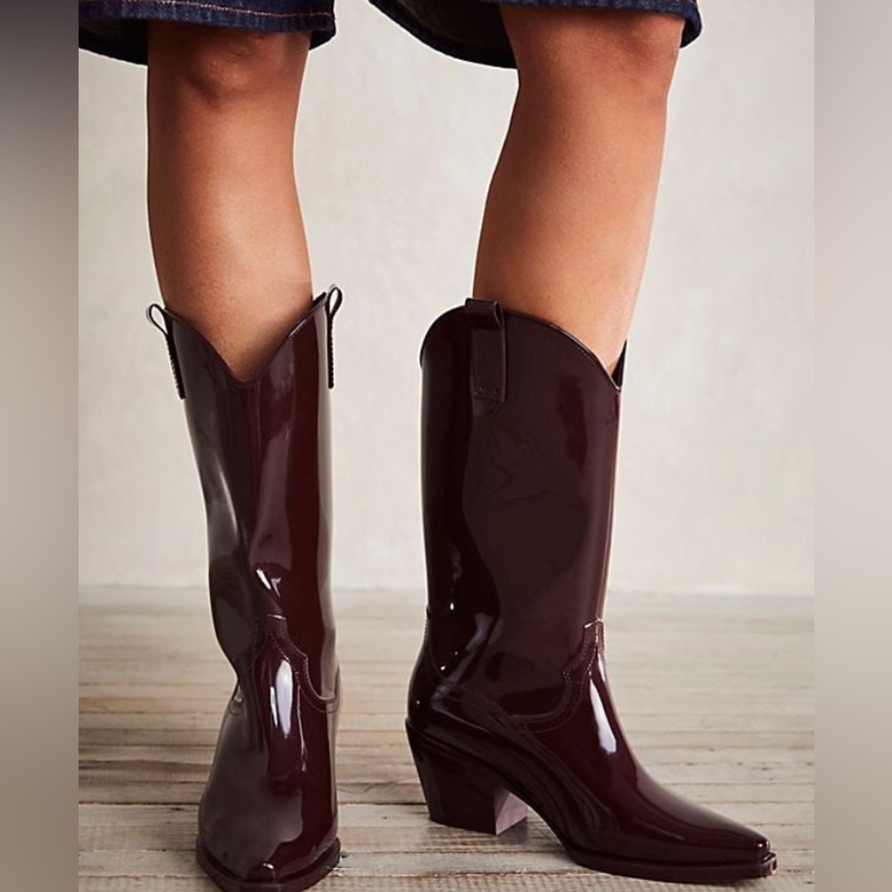 Jeffrey Campbell Dagget Cowboy Rain Boots in DARK BROWN, NWOB
